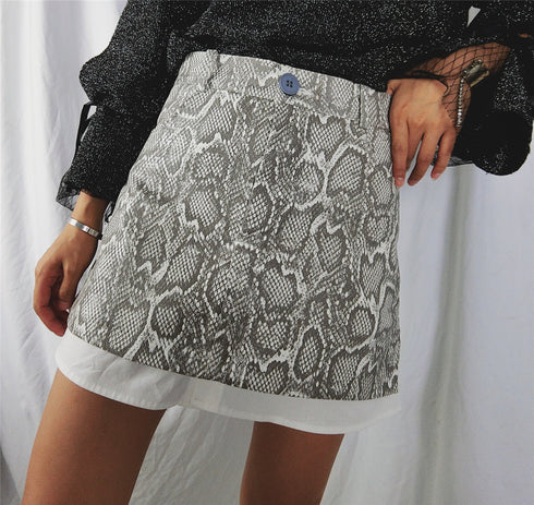 Snake pattern a-line skirt skirt - ROUTINE FASHION